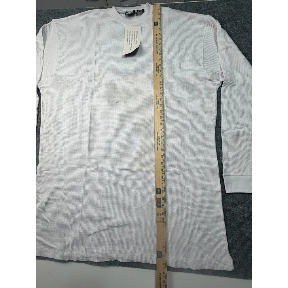 VTG BAT Big Time Clothing Mens 3X White Thermal Long Sleeve‎ Shirt 100% Cotton